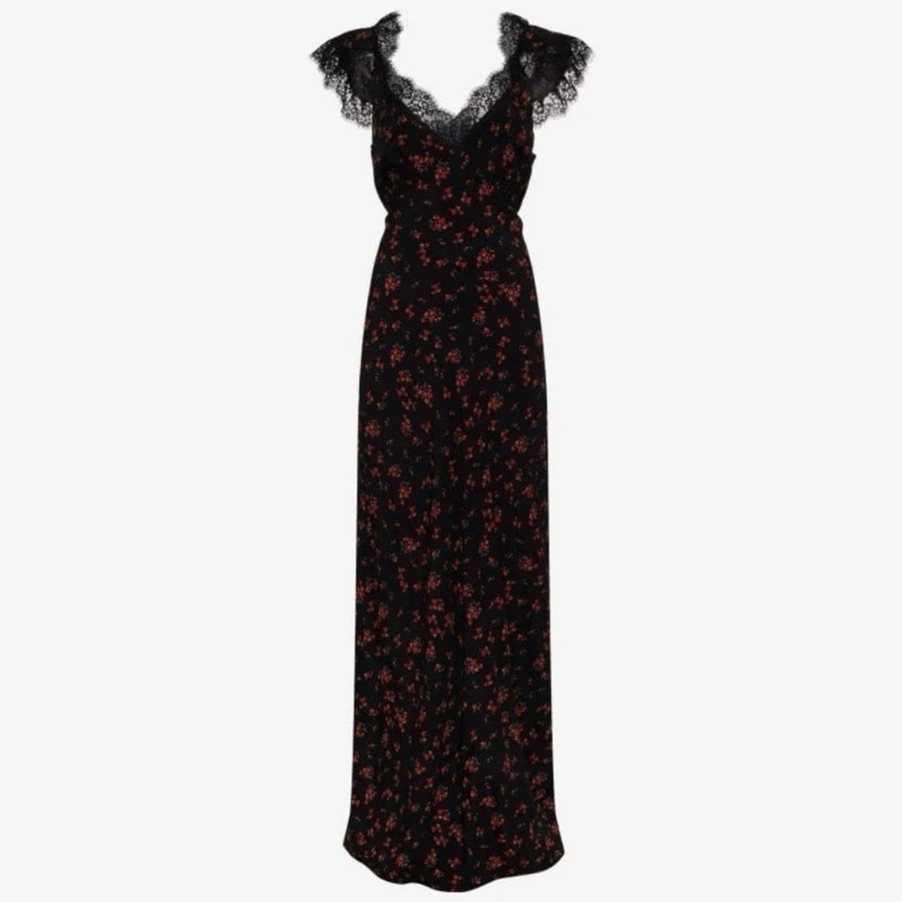 NEW Rumored Frontier Lace Floral Maxi Dress Spanish Poppy Women's Med Large $138 - Picture 7 of 11